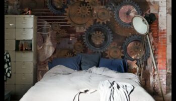 Ποιες είναι μερικές vintage βιομηχανικές ιδέες διακόσμησης υπνοδωματίου με Steampunk τόνους;